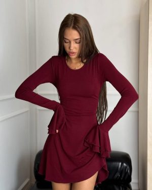 پیراهن کلوش عروسکی پشت بندی کد 3048