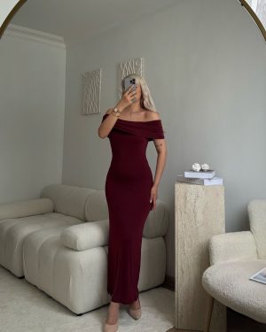 پیراهن بلند کبریتی کشی یقه برگردون کد 3044